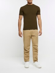 River Island Khaki Green Muscle Fit T-Shirt - Image 3 of 5