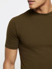 River Island Khaki Green Muscle Fit T-Shirt - Image 4 of 5