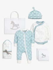 The Little Tailor Luxury 4 Piece Baby Gift Set; Jersey Blanket, Sleepsuit, Bodysuit and Jersey 100% Cotton Hat - Image 1 of 5