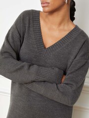Albaray Grey V-Neck Loose Fit Dress - Image 3 of 5