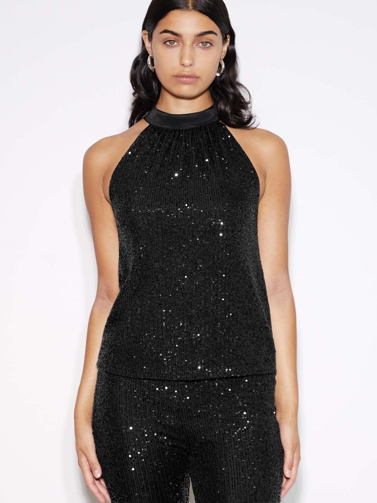 Albaray Sequin Halter Black Top - Image 1 of 1