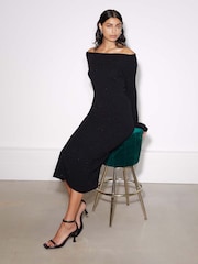 Albaray Sparkle Bardot Black Dress - Image 3 of 5