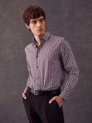 Sage Green Regular Fit Printed Trimmed Shirt - Image 1 of 8