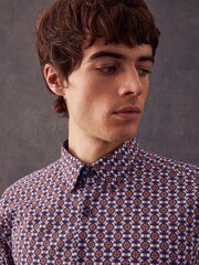 Sage Green Regular Fit Printed Trimmed Shirt - Image 5 of 8