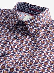 Sage Green Regular Fit Printed Trimmed Shirt - Image 7 of 8
