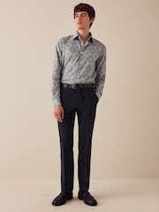 Green/Burgundy Red Geometric Regular Fit Printed Trimmed Shirt - Image 2 of 7