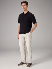 Black Knitted Regular Fit Trophy Polo Shirt - Image 2 of 7