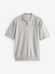 Grey Knitted Regular Fit Trophy Polo Shirt - Image 5 of 7