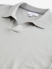 Grey Knitted Regular Fit Trophy Polo Shirt - Image 6 of 7