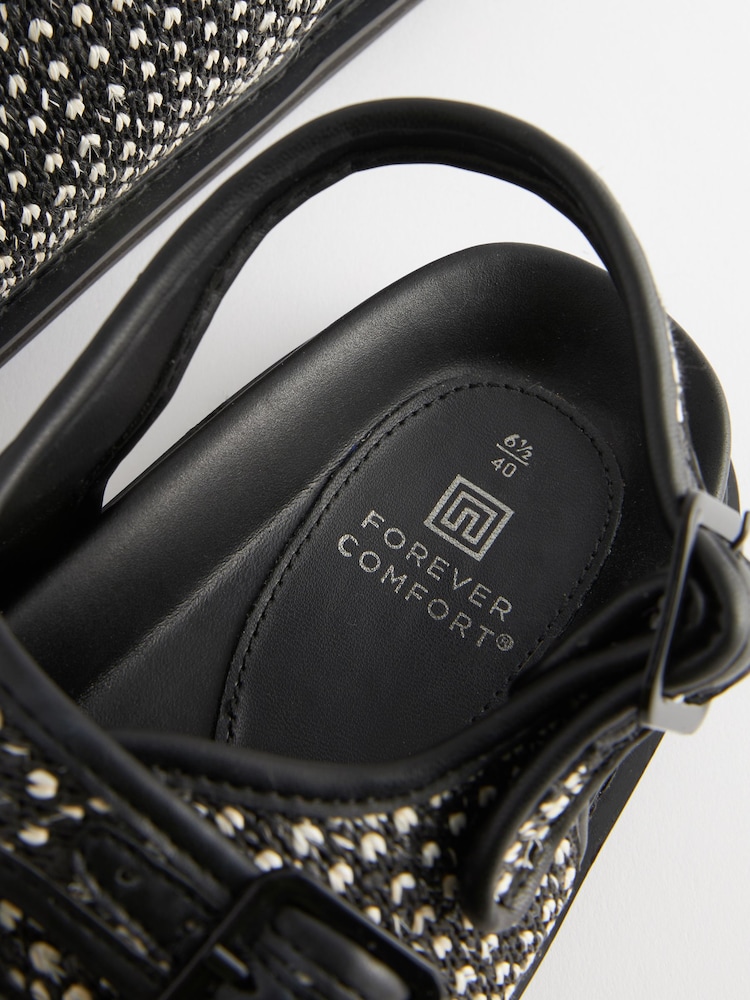 Black/White Forever Comfort® Knitted Raffia Footbed Sandals - Image 10 of 10