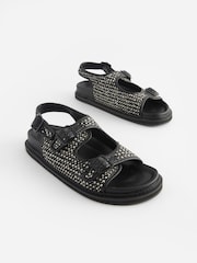 Black/White Forever Comfort® Knitted Raffia Footbed Sandals - Image 6 of 10