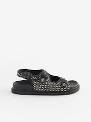 Black/White Forever Comfort® Knitted Raffia Footbed Sandals - Image 7 of 10