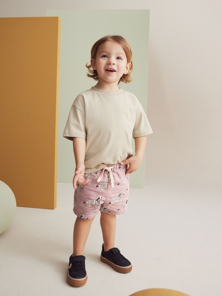 Lilac Zebra Linen Blend Pull-On Shorts (3mths-7yrs) - Image 2 of 7