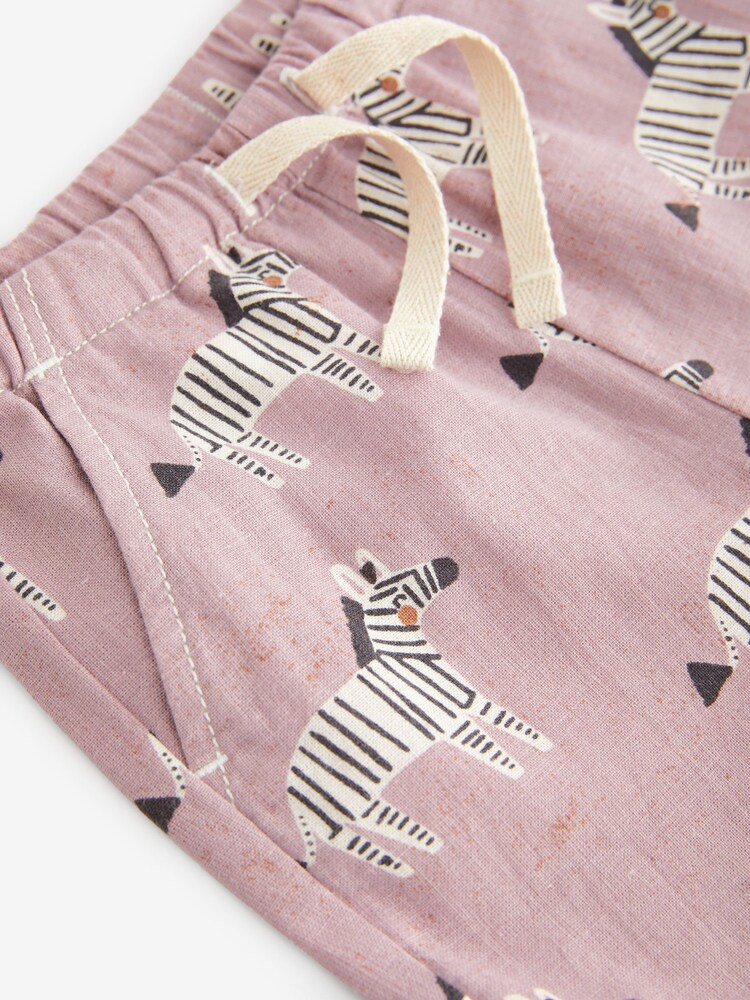 Lilac Zebra Linen Blend Pull-On Shorts (3mths-7yrs) - Image 7 of 7