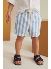 Blue Stripe Linen Blend Pull-On Shorts (3mths-7yrs) - Image 1 of 7