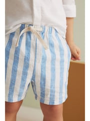 Blue Stripe Linen Blend Pull-On Shorts (3mths-7yrs) - Image 4 of 7