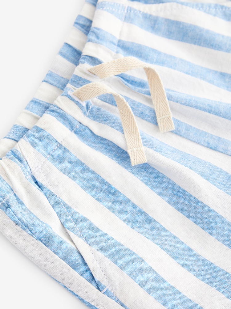Blue Stripe Linen Blend Pull-On Shorts (3mths-7yrs) - Image 7 of 7
