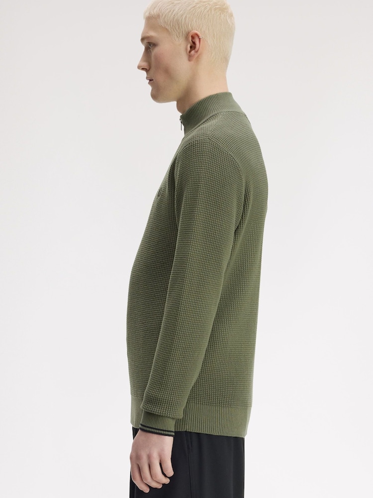 Fred Perry Вафельний стібок наполовину джемпер на блискавці - Image 2 of 5