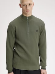 Fred Perry Вафельний стібок наполовину джемпер на блискавці - Image 3 of 5