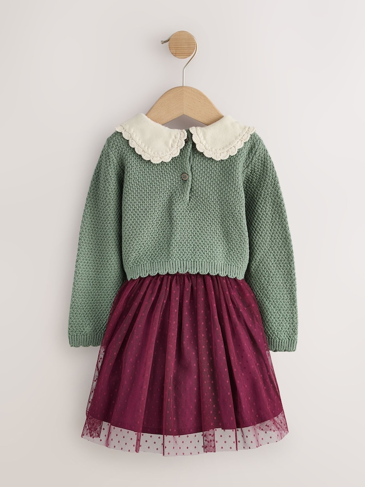 Green Knitted Jumper & Skirt Set (3mths-7yrs) - Image 2 of 5 Green Knitted Jumper & Skirt Set (3mths-7yrs) - Image 2 of 5