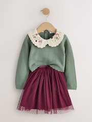 Green Knitted Jumper & Skirt Set (3mths-7yrs) - Image 3 of 5