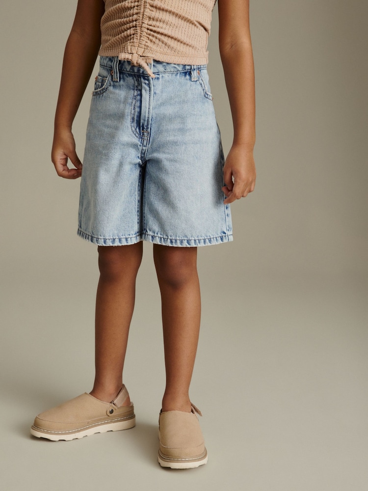 Mid Blue Denim Longline Shorts (3-16yrs) - Image 1 of 6