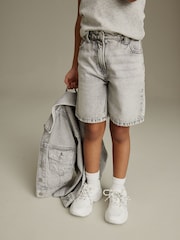 Grey Denim Longline Shorts (3-16yrs) - Image 2 of 7