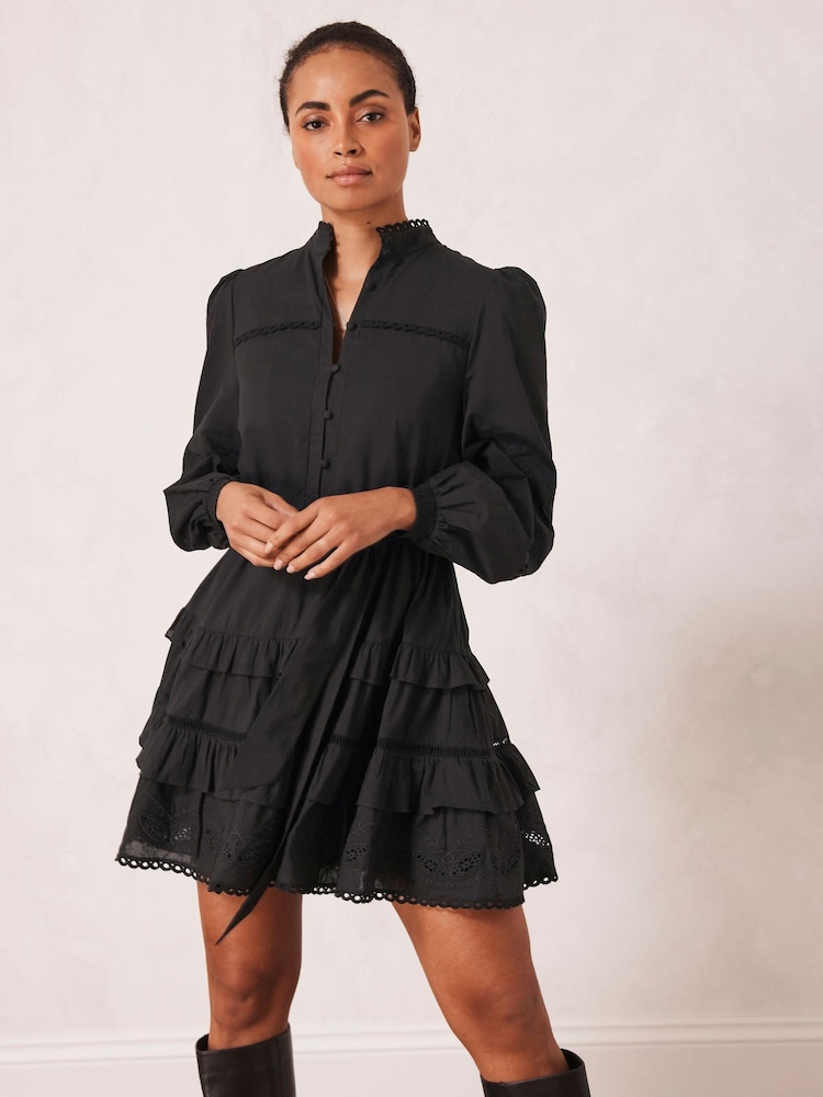 Mint Velvet Black Cut-Out Mini Shirt Dress - Image 1 of 7
