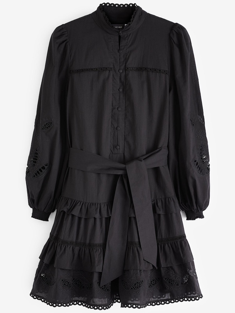 Mint Velvet Black Cut-Out Mini Shirt Dress - Image 7 of 7