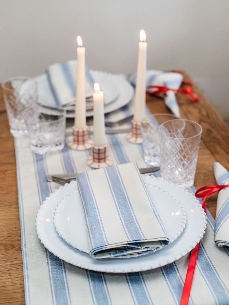 Avalon Home Set of 2 Mid Blue Stripe Napkins - Image 1 of 6