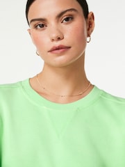 Apple Green Raw Hem Detail Washed Crew Neck Sweatshirt - Image 3 of 6