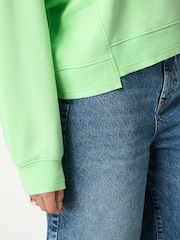 Apple Green Raw Hem Detail Washed Crew Neck Sweatshirt - Image 4 of 6