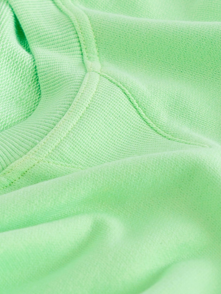 Apple Green Raw Hem Detail Washed Crew Neck Sweatshirt - Image 6 of 6