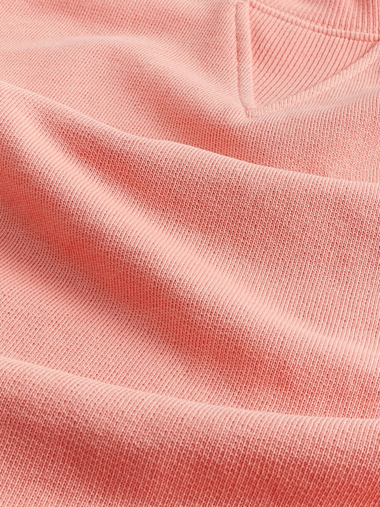 Grapefruit Pink Raw Hem Detail Washed Crew Neck Sweatshirt - Image 6 of 6 Grapefruit Pink Raw Hem Detail Washed Crew Neck Sweatshirt - Image 6 of 6