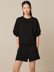 Black Raw Edge Washed Jersey Shorts - Image 1 of 6