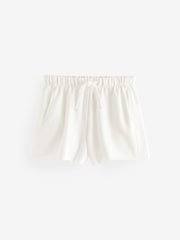 White Raw Edge Washed Jersey Shorts - Image 5 of 6