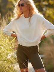 White Raw Hem Detail Washed Crew Neck 100% Cotton Sweatshirt - Image 4 of 5