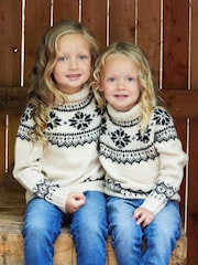 The Little Tailor Kids Snowflake Funnel Neck Chunky Christmas Jumper - Image 1 of 5