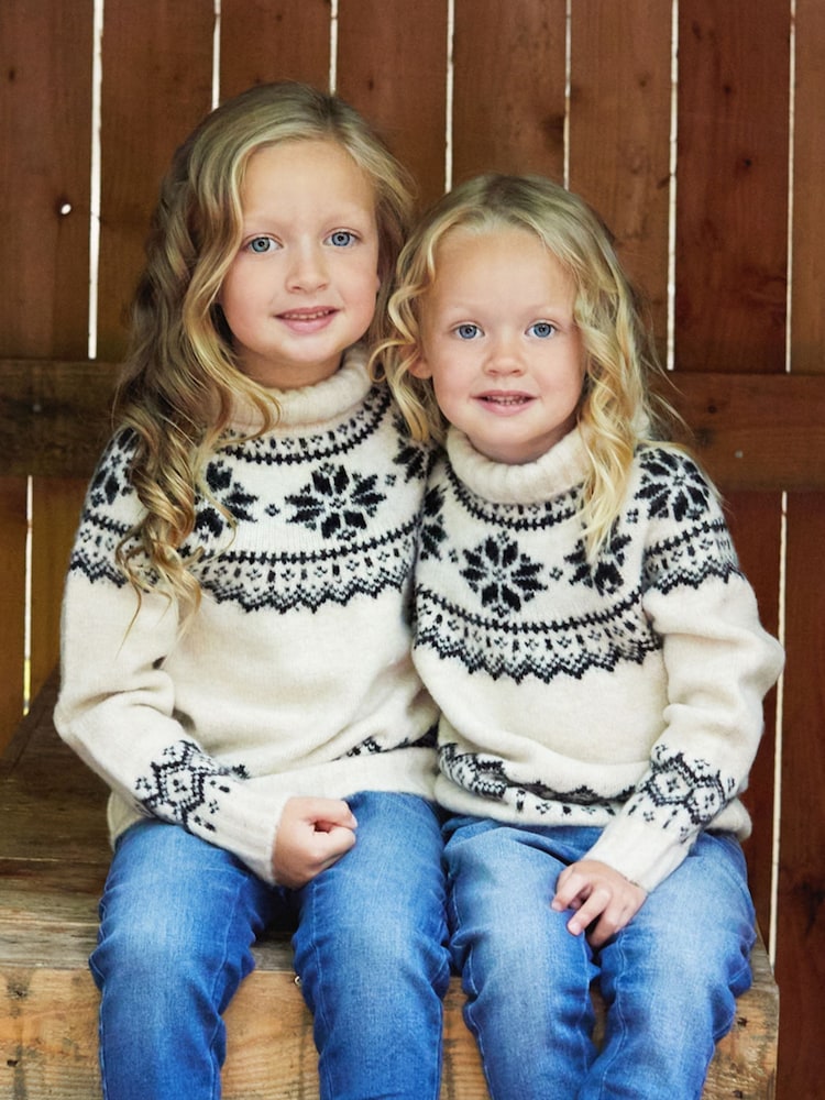 The Little Tailor Kids Snowflake Funnel Neck Chunky Christmas Jumper - Image 1 of 5
