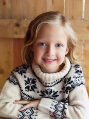 The Little Tailor Kids Snowflake Funnel Neck Chunky Christmas Jumper - Image 2 of 5