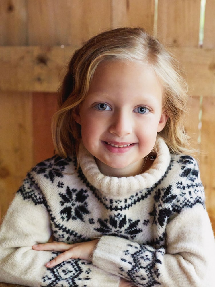 The Little Tailor Kids Snowflake Funnel Neck Chunky Christmas Jumper - Image 2 of 5