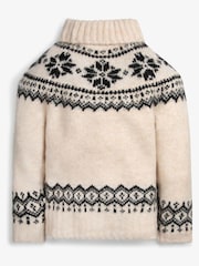 The Little Tailor Kids Snowflake Funnel Neck Chunky Christmas Jumper - Image 4 of 5