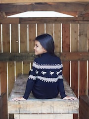 The Little Tailor Kids Slim Fit Ski Design Knitted Christmas Jumper - Image 1 of 5