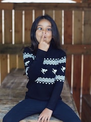 The Little Tailor Kids Slim Fit Ski Design Knitted Christmas Jumper - Image 2 of 5