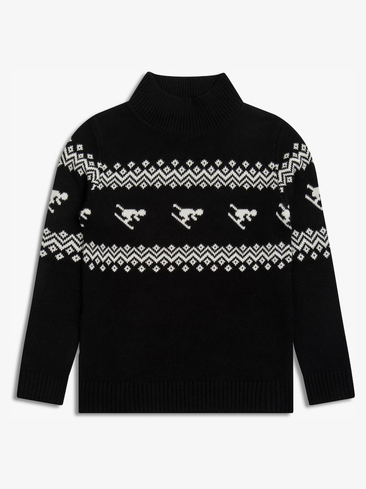 Чорний - The Little Tailor Kids слім фіт Ski Design Knitted Різдво джемпери - Image 4 of 5