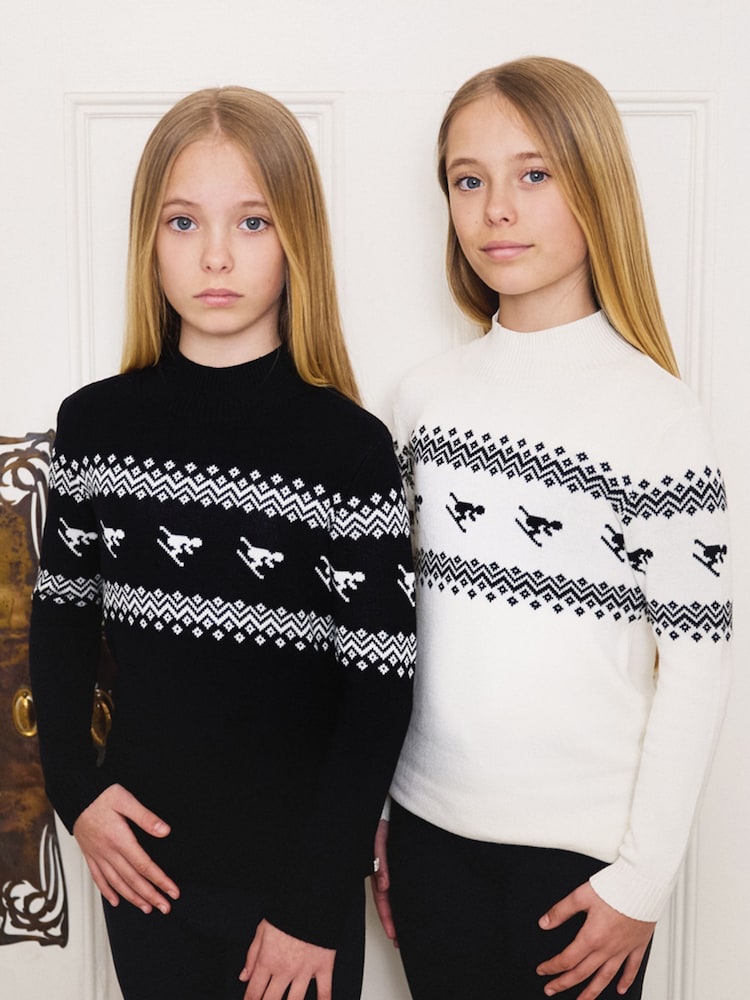 Кремовий - The Little Tailor Kids слім фіт Ski Design Knitted Різдво джемпери - Image 4 of 8