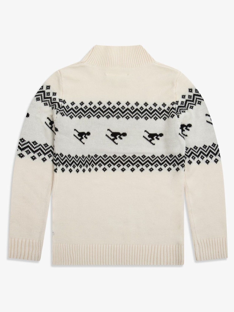 Кремовий - The Little Tailor Kids слім фіт Ski Design Knitted Різдво джемпери - Image 7 of 8