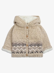 The Little Tailor Baby Christmas Fairisle Pattern Fleece Lined Pram Coat Cardigan - Image 1 of 4