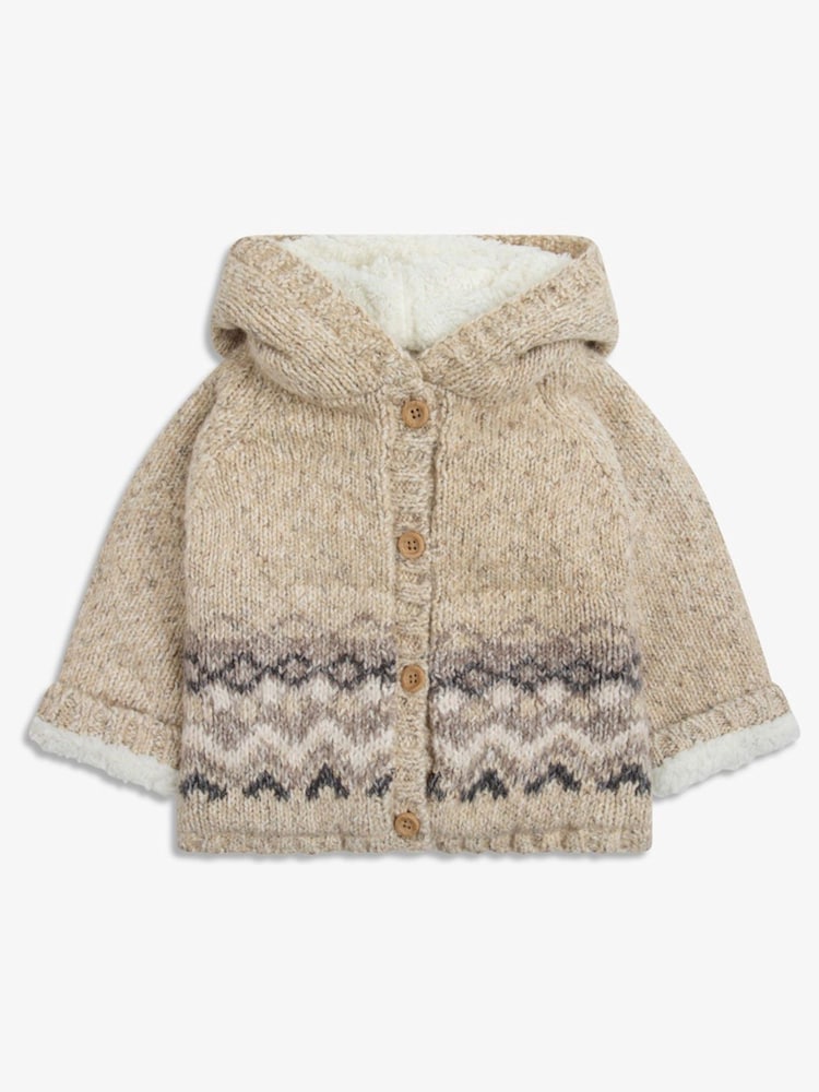 The Little Tailor Baby Christmas Fairisle Pattern Fleece Lined Pram Coat Cardigan - Image 1 of 4