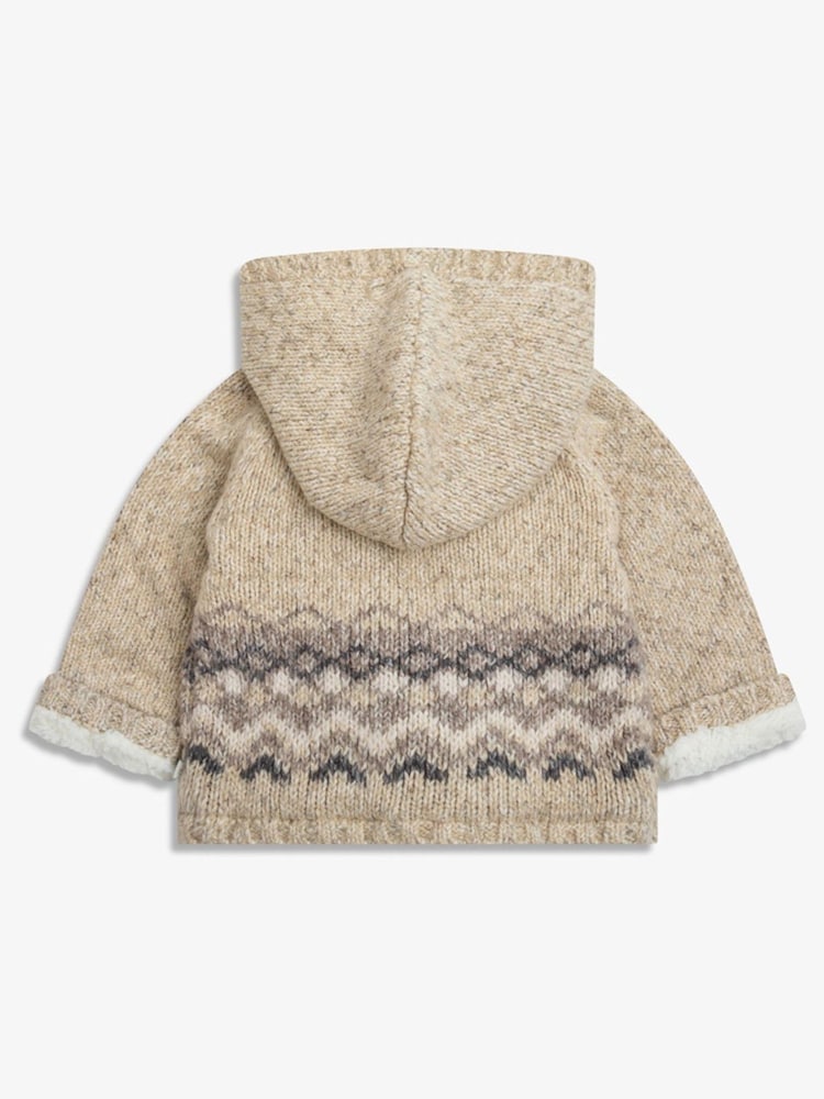 The Little Tailor Baby Christmas Fairisle Pattern Fleece Lined Pram Coat Cardigan - Image 2 of 4